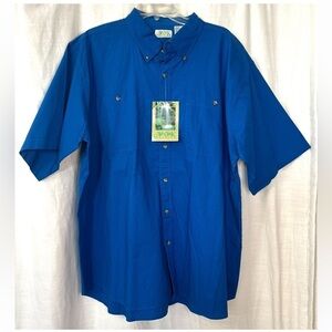 Ash Creek Trading Men's Button Down Shirt Short Sleeve Blue Plaid Size 2XL, New